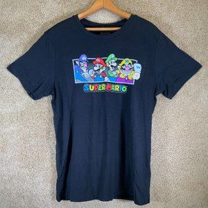 SUPER MARIO Graphic T Shirt Mens Sz XL Black Luigi Video Game Nintendo Bros NWT